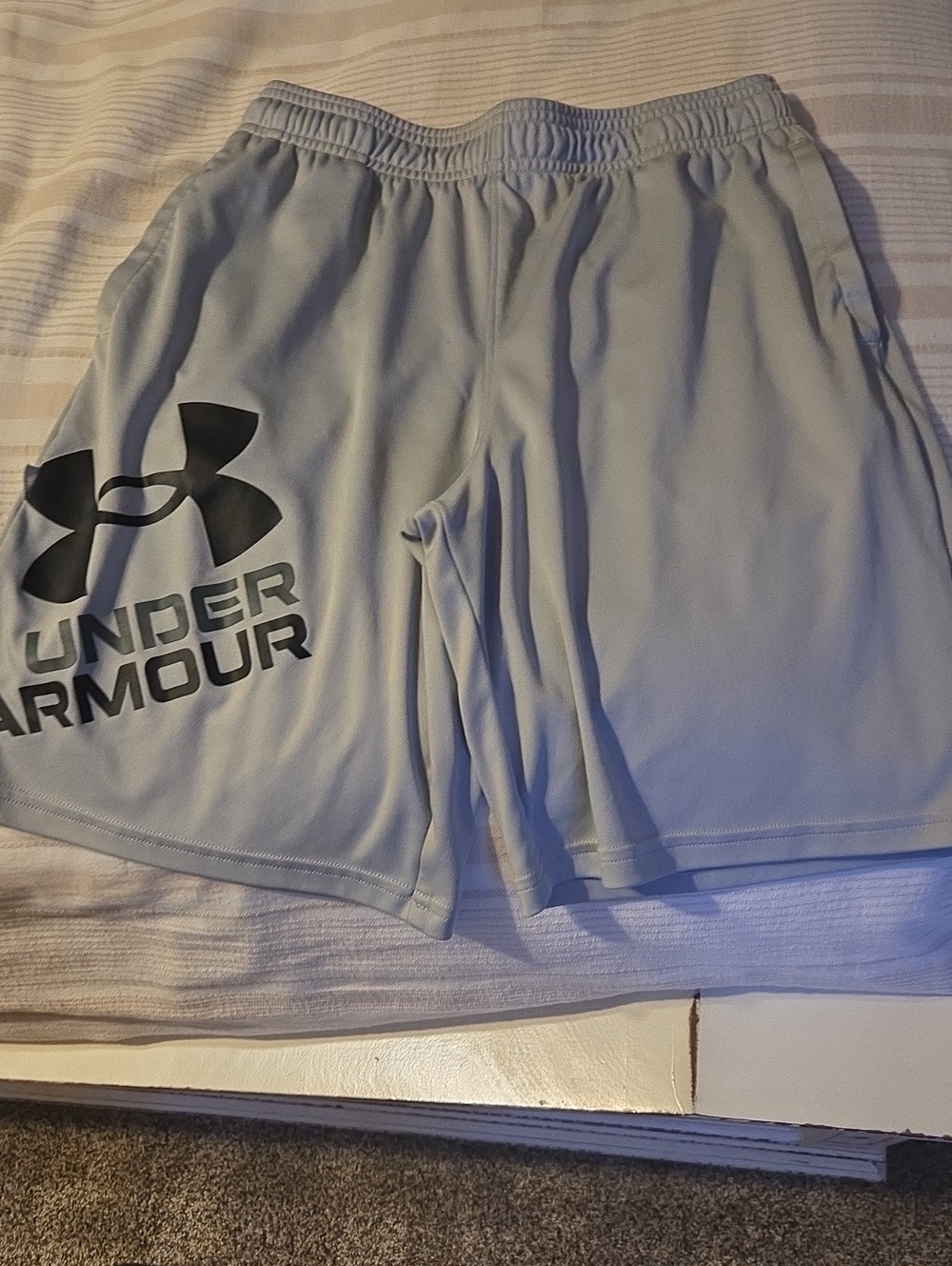 Under Armour Boy's Light Gray Athletic Shorts with Logo